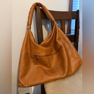 Vilenca Holland Elegant Tan Leather Hobo Shoulder Bag